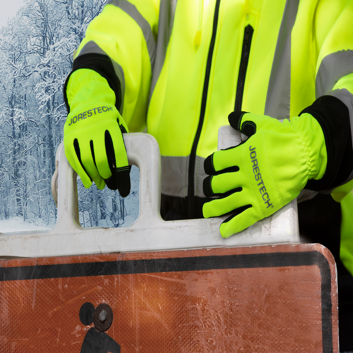 Jorestech Hi-Vis Touchscreen Safety Work Gloves with Fleece Lining