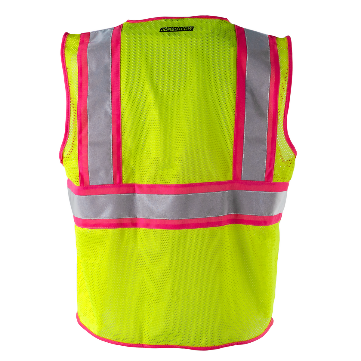 Jorestech Hi-Vis Mesh Safety Vest with Pink Contrasting Strips and Reflective Tapes