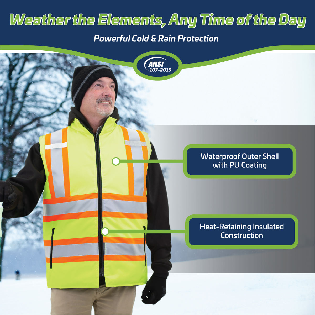 Jorestech Hi-Vis Two-Tone Reversible Insulated Safety Vest with Reflective Strips
