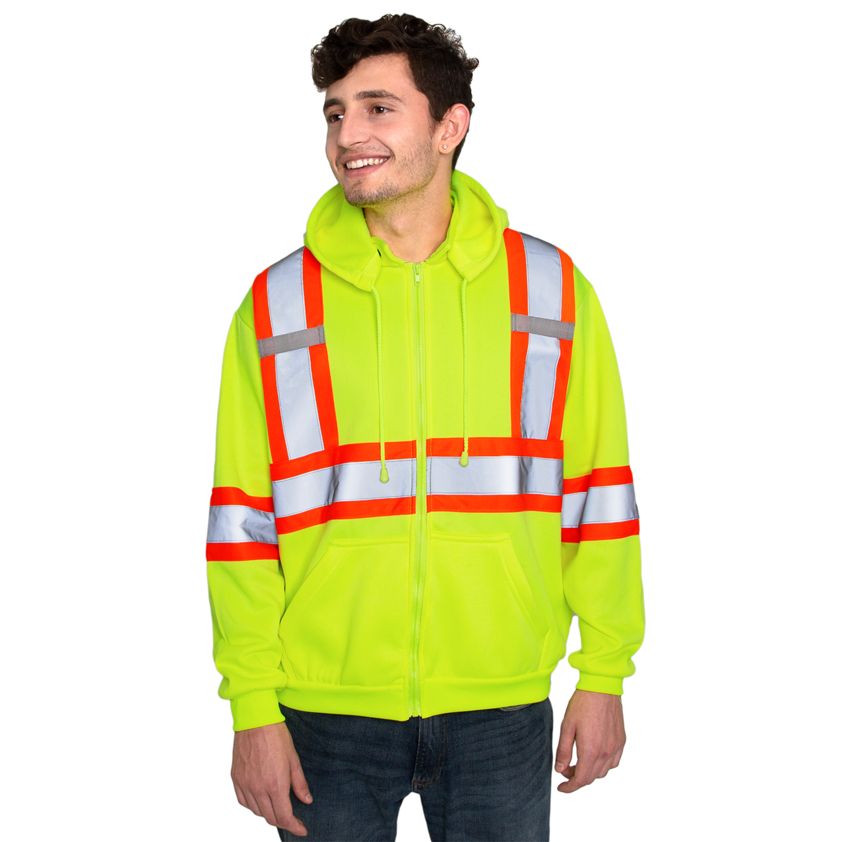 Jorestech Hi-Vis X-Back Two-Tone Safety Hooded Sweatshirt with Reflective Stripes