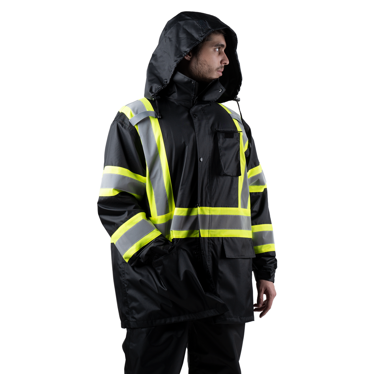 Jorestech Hi-Vis Two-Tone Safety Rain Jacket With X Reflective Stripes