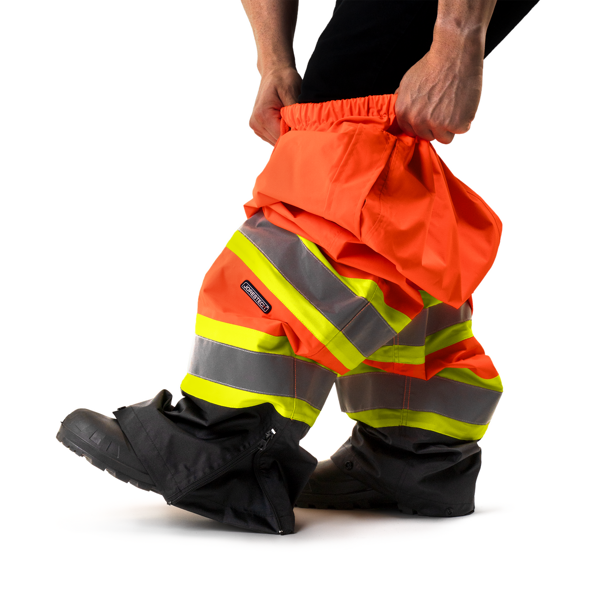 Jorestech Hi-Vis Two-Tone Orange/Black Rain Pants with Reflective Strips