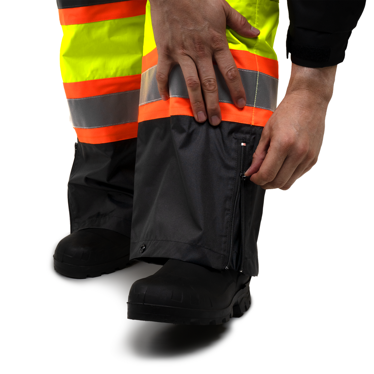 Jorestech Hi-Vis Two-Tone Orange/Black Rain Pants with Reflective Strips
