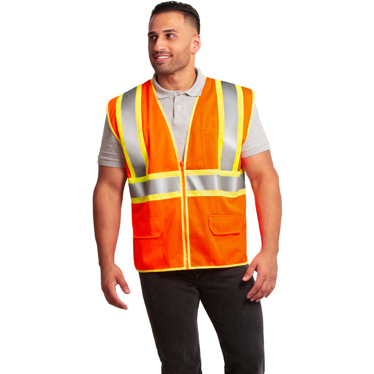 Jorestech Hi-Vis Two-Toned Mesh Safety Vest with 2” Reflective Strips and Pockets