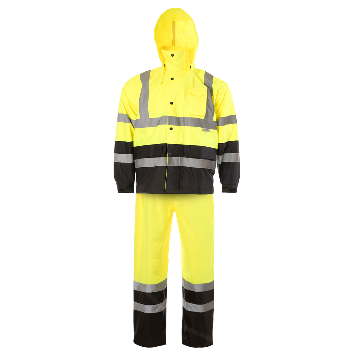 Jorestech Hi-Vis Yellow/Black Rain Set - Pants & Jacket with 2" Reflective Strips