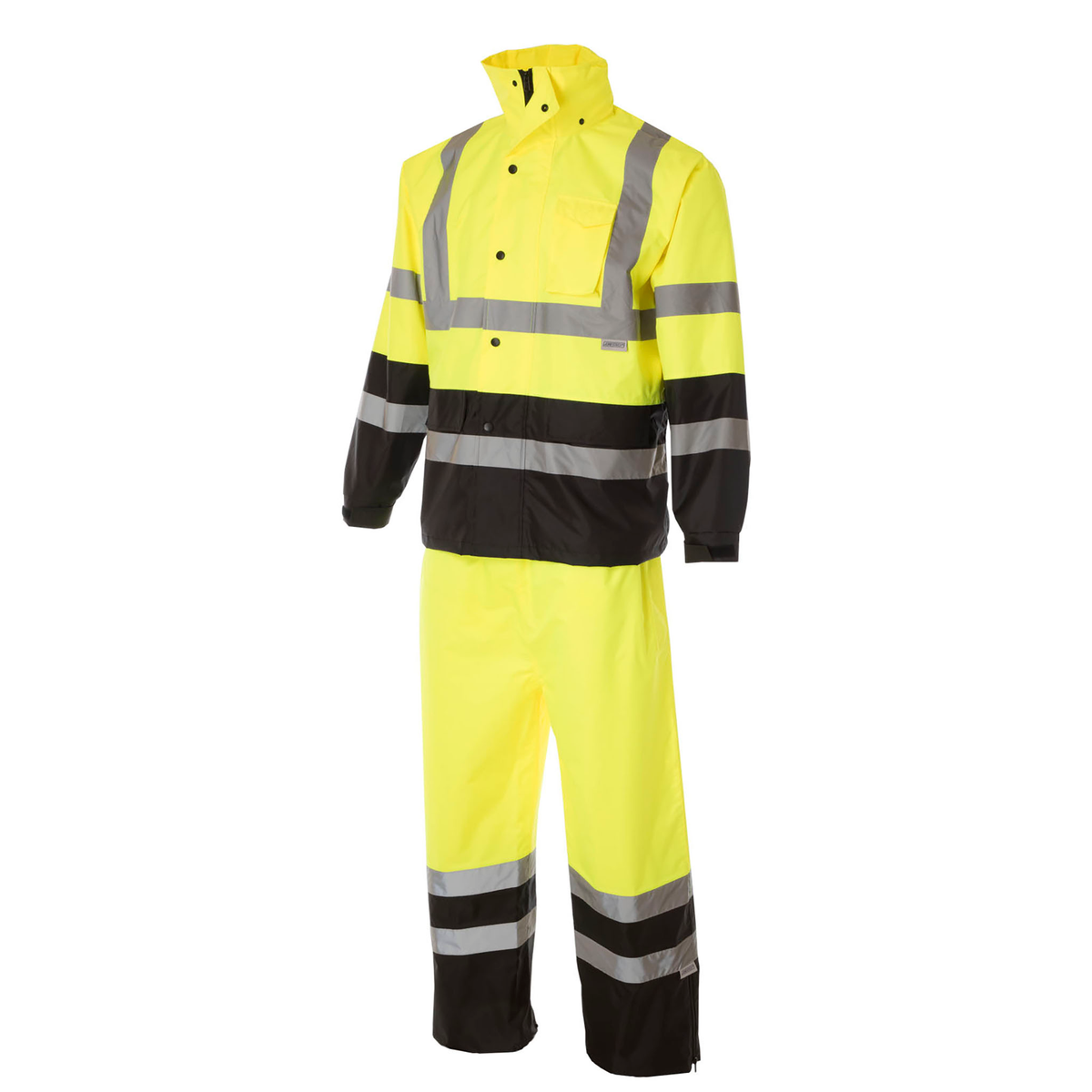 Jorestech Hi-Vis Yellow/Black Rain Set - Pants & Jacket with 2" Reflective Strips