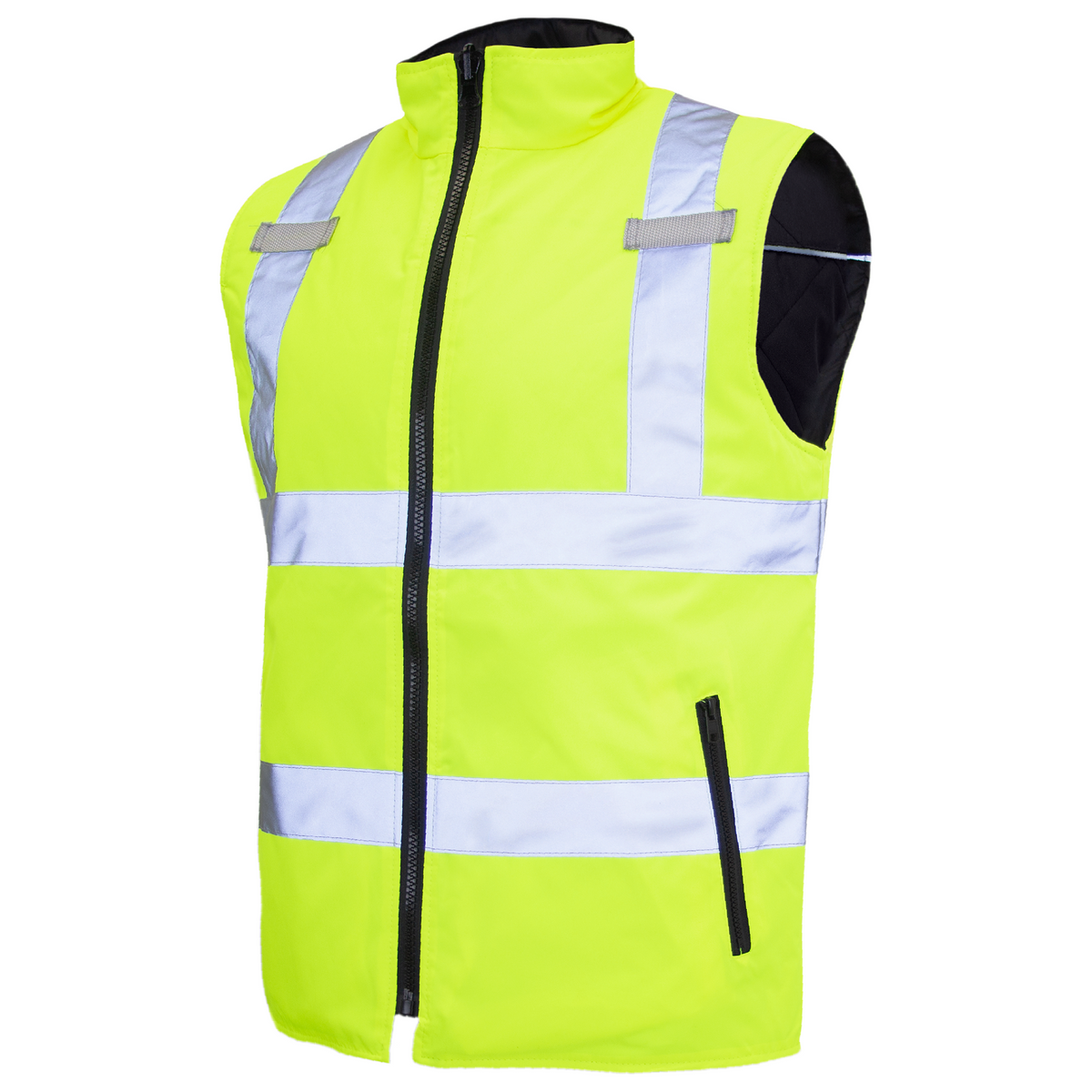 Jorestech Hi-Vis Yellow/Black Reversible Insulated Safety Vest with Reflective Strips