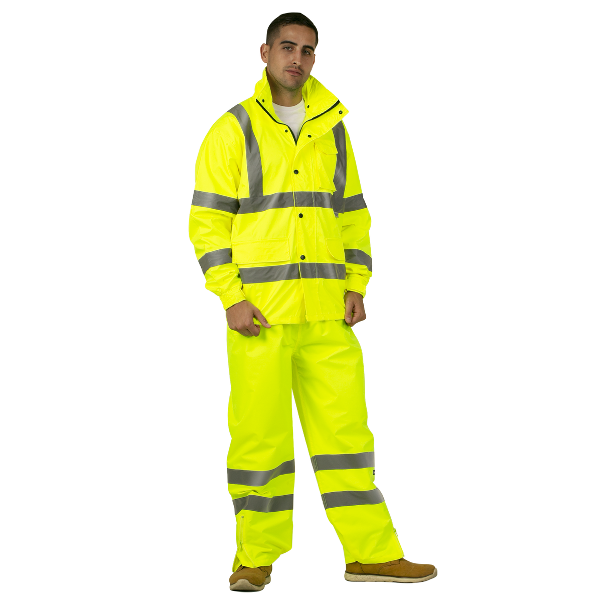 Jorestech Hi-Vis Yellow Rain Set - Pants & Jacket with 2" Reflective Strips
