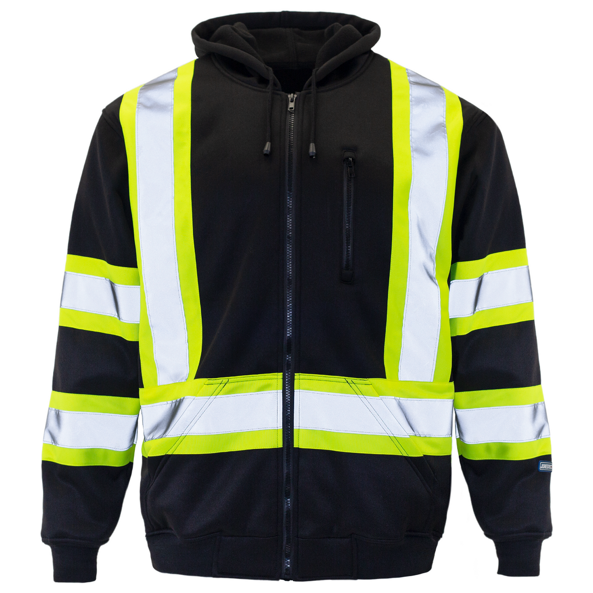 Jorestech Hi-Vis Two-Tone Yellow/Black Safety Hooded Sweatshirt with Reflective Stripes