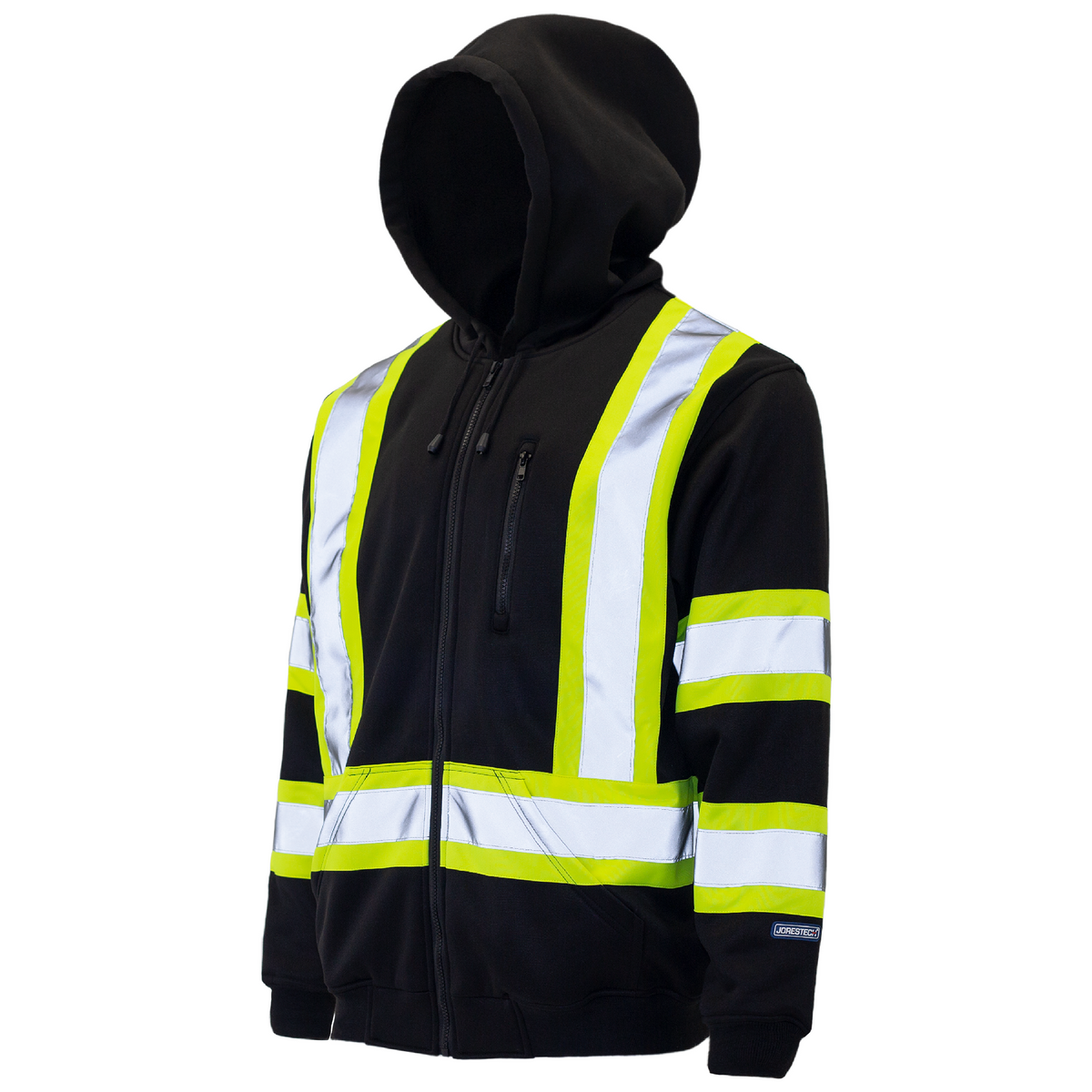Jorestech Hi-Vis Two-Tone Yellow/Black Safety Hooded Sweatshirt with Reflective Stripes