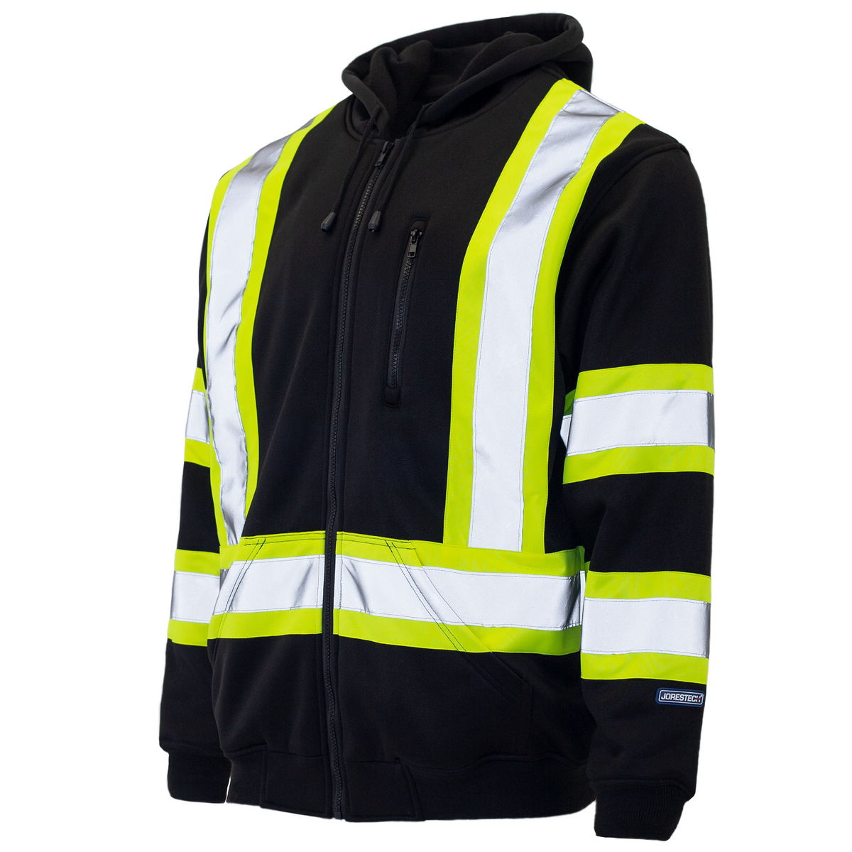 Jorestech Hi-Vis Two-Tone Yellow/Black Safety Hooded Sweatshirt with Reflective Stripes