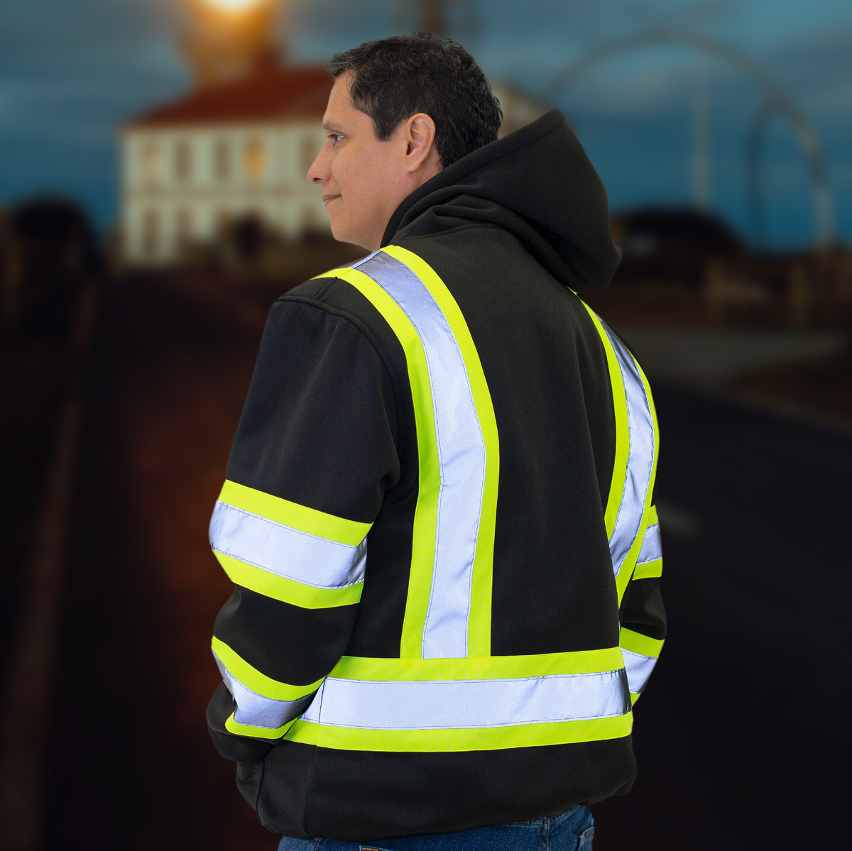 Jorestech Hi-Vis Safety Hooded Sweatshirt with Reflective Stripes