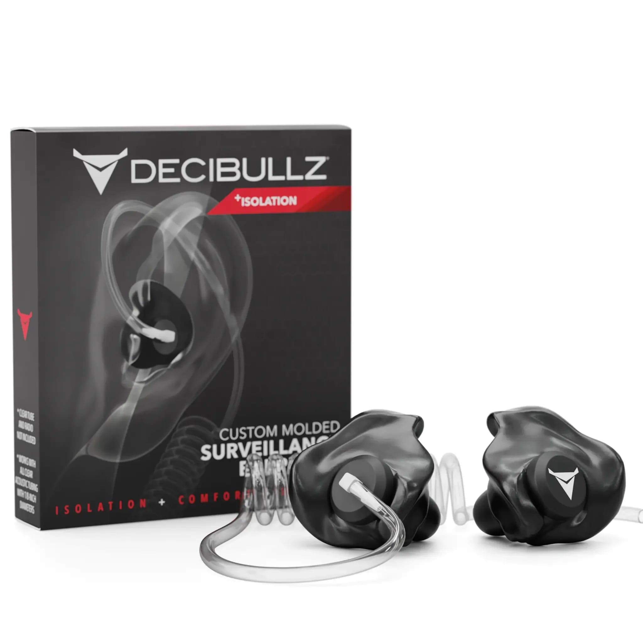 Decibullz Custom Moldable Surveillance Radio Headset Earpieces with Isolation