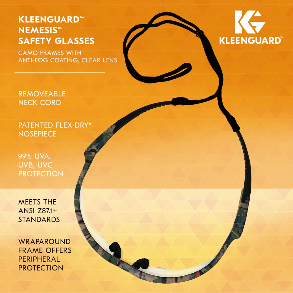 KleenGuard Nemesis Safety Glasses Camo & Clear Anti-Fog Lens