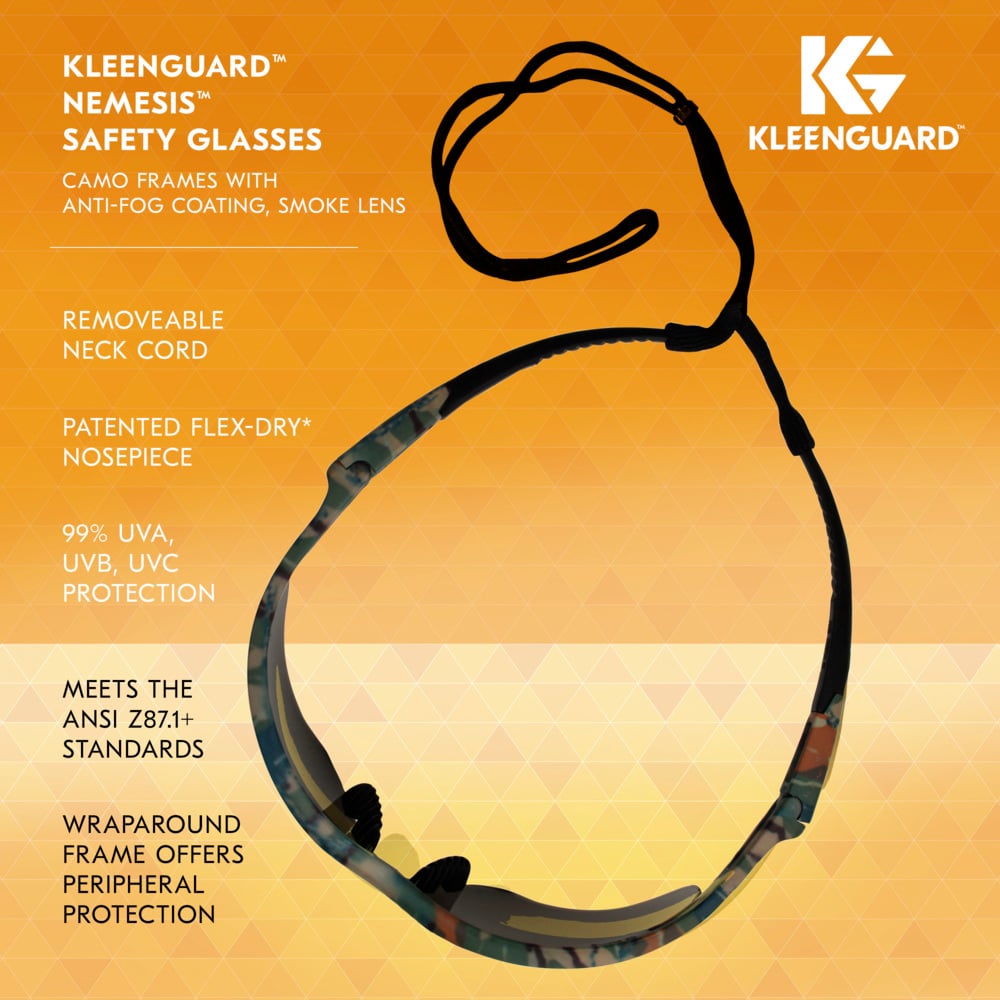 KleenGuard Nemesis Safety Glasses Camo Smoke Anti-Fog Lens