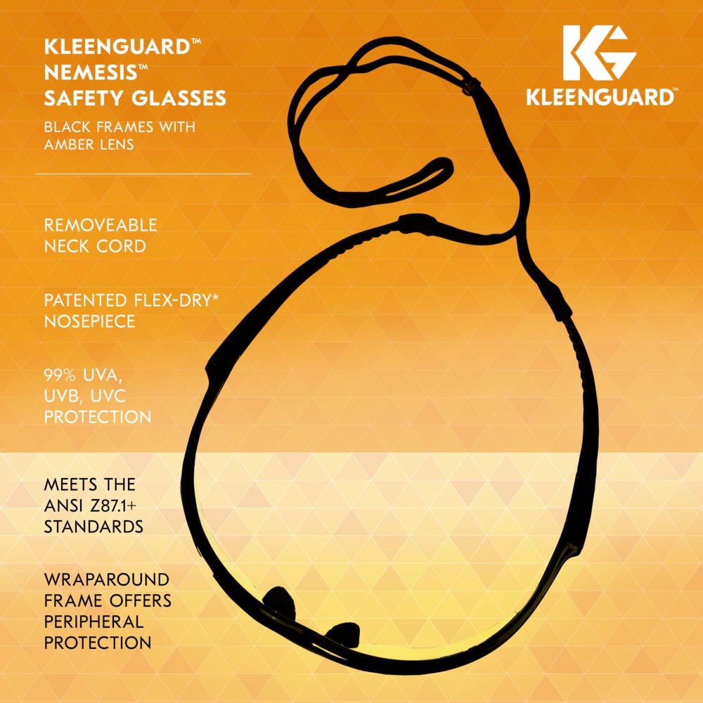 KleenGuard Nemesis Safety Glasses Black Frame Amber Lens