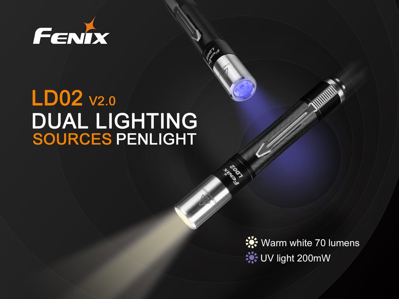 Fenix LD02 V2.0 EDC LED Penlight with UV Lighting - 70 Lumens