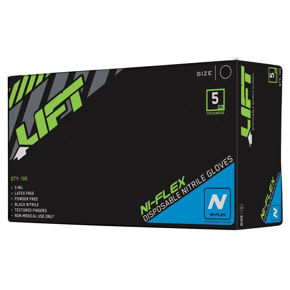 Box of LIFT Safety Ni-Flex 5 MIL Nitrile Disposable Gloves