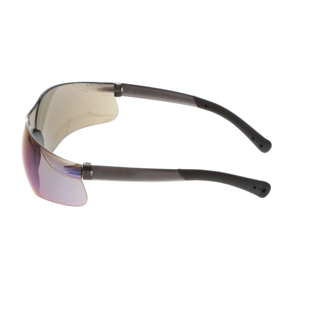 MCR Safety Bearkat Safety Glasses - Silver Mirror Lens, ANSI Z87.1 Rated, Black Frame