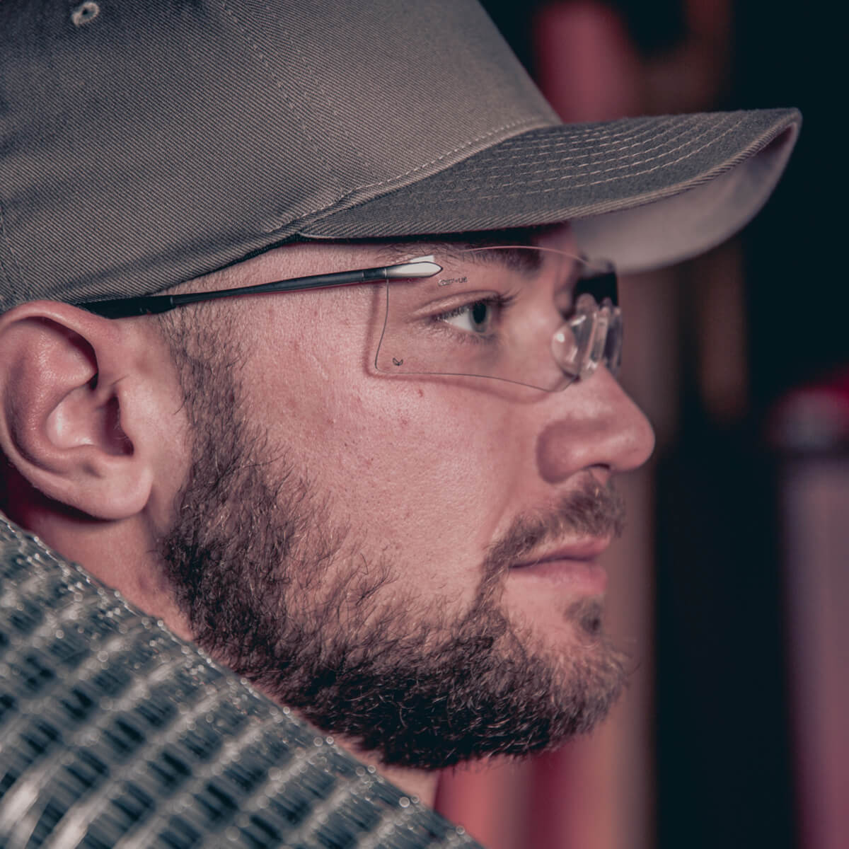 MCR Safety T4110AF Rubicon T4 Safety Glasses with Clear Lens worn by worker