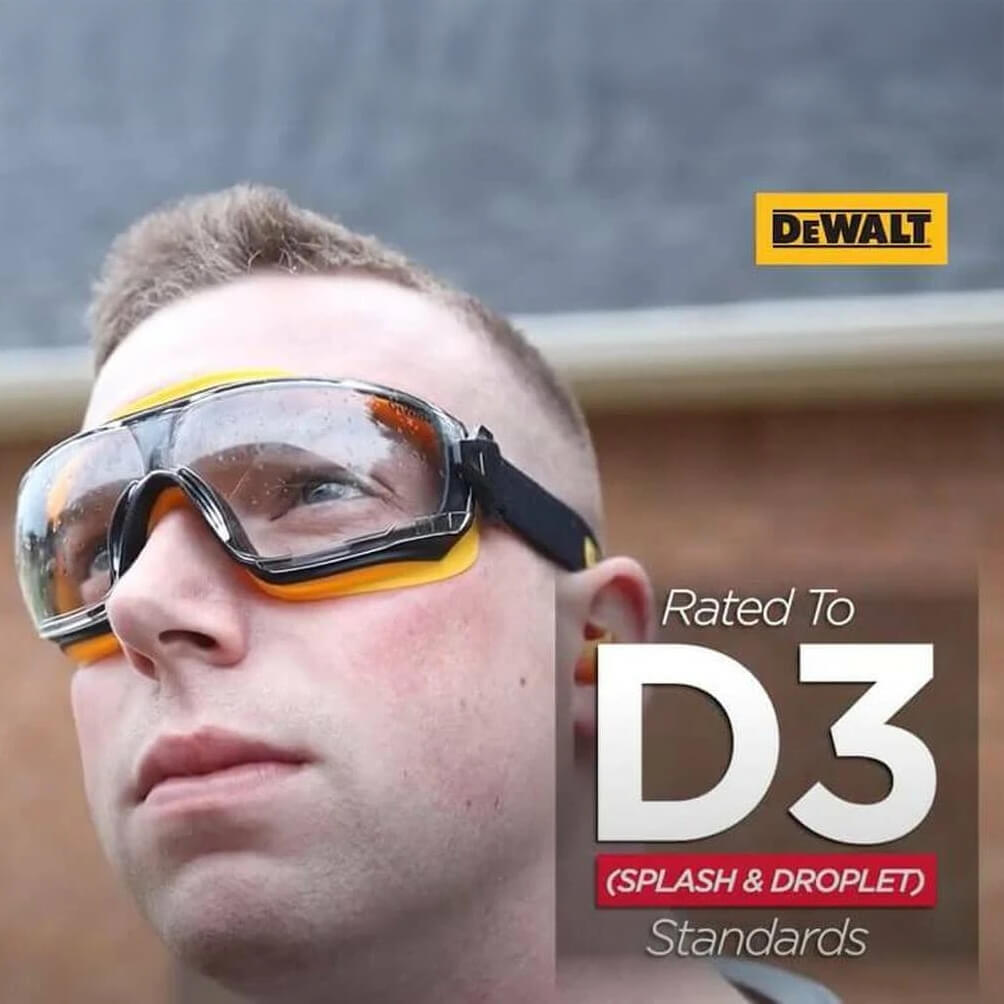 Man wearing DEWALT DPG84 Insulator Goggles D3-Rated