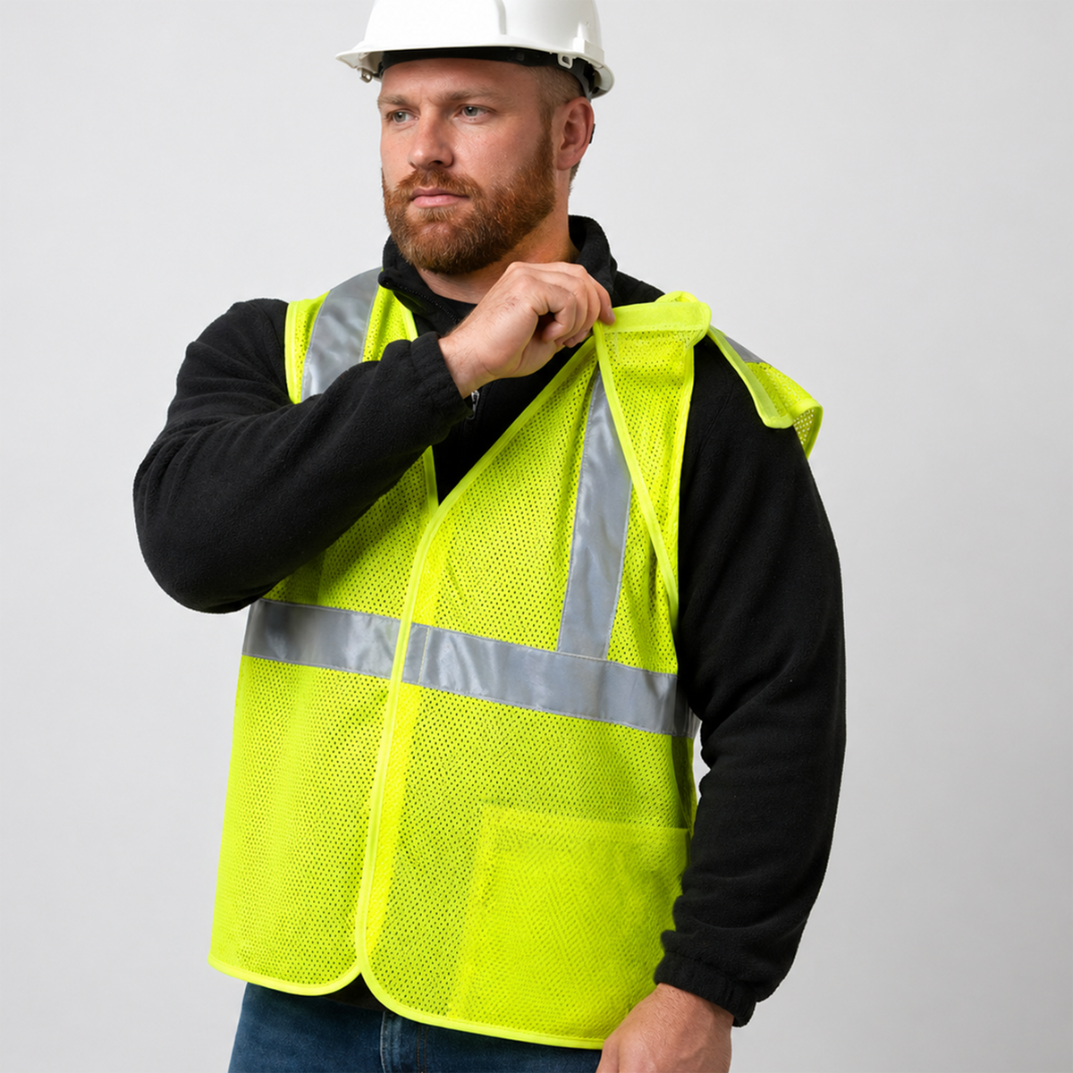 Jorestech Hi-Vis Yellow Mesh Tearaway Safety Vest with 2” Reflective Strips and Pocket