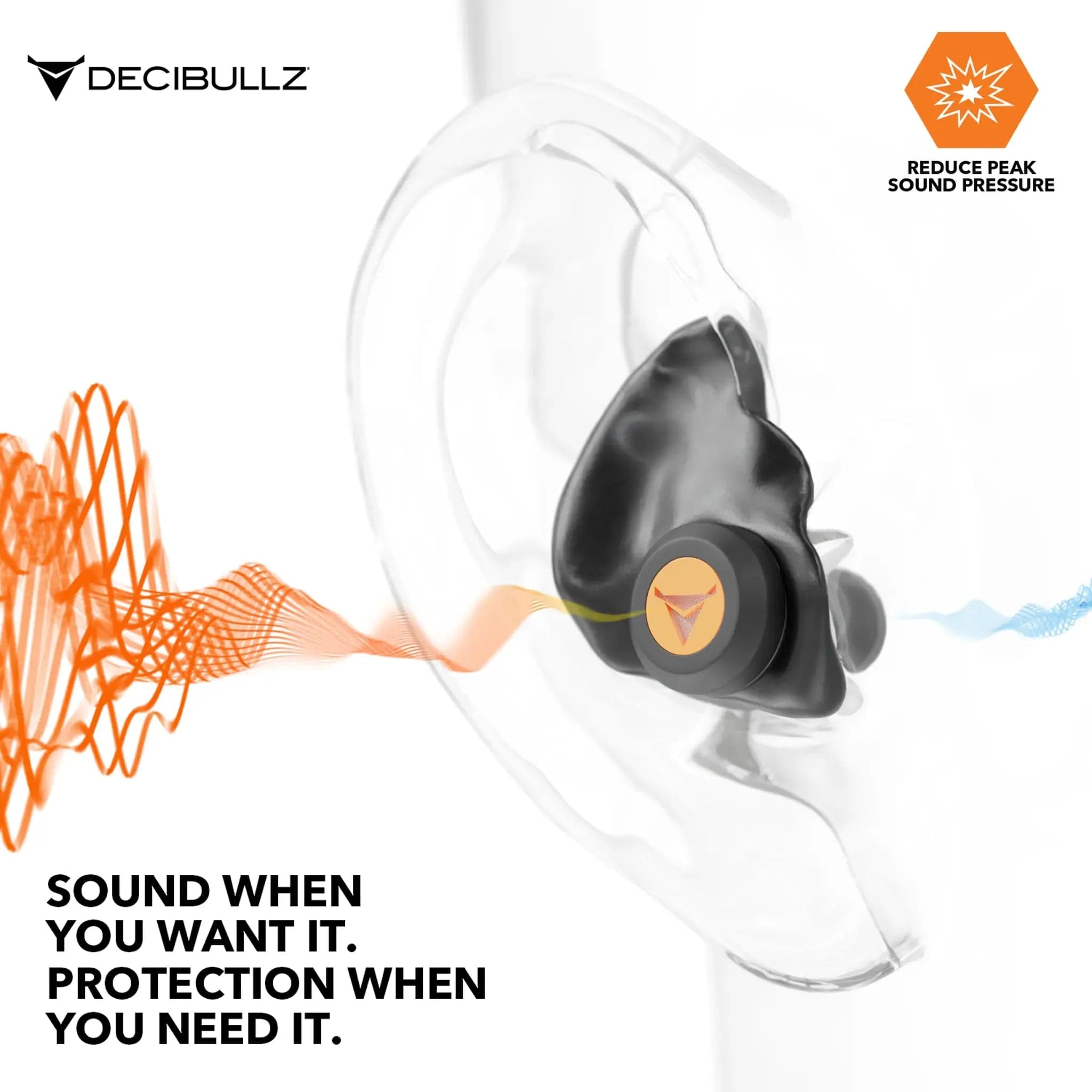 Decibullz Custom Molded Percussive Shooting Filter Earplugs