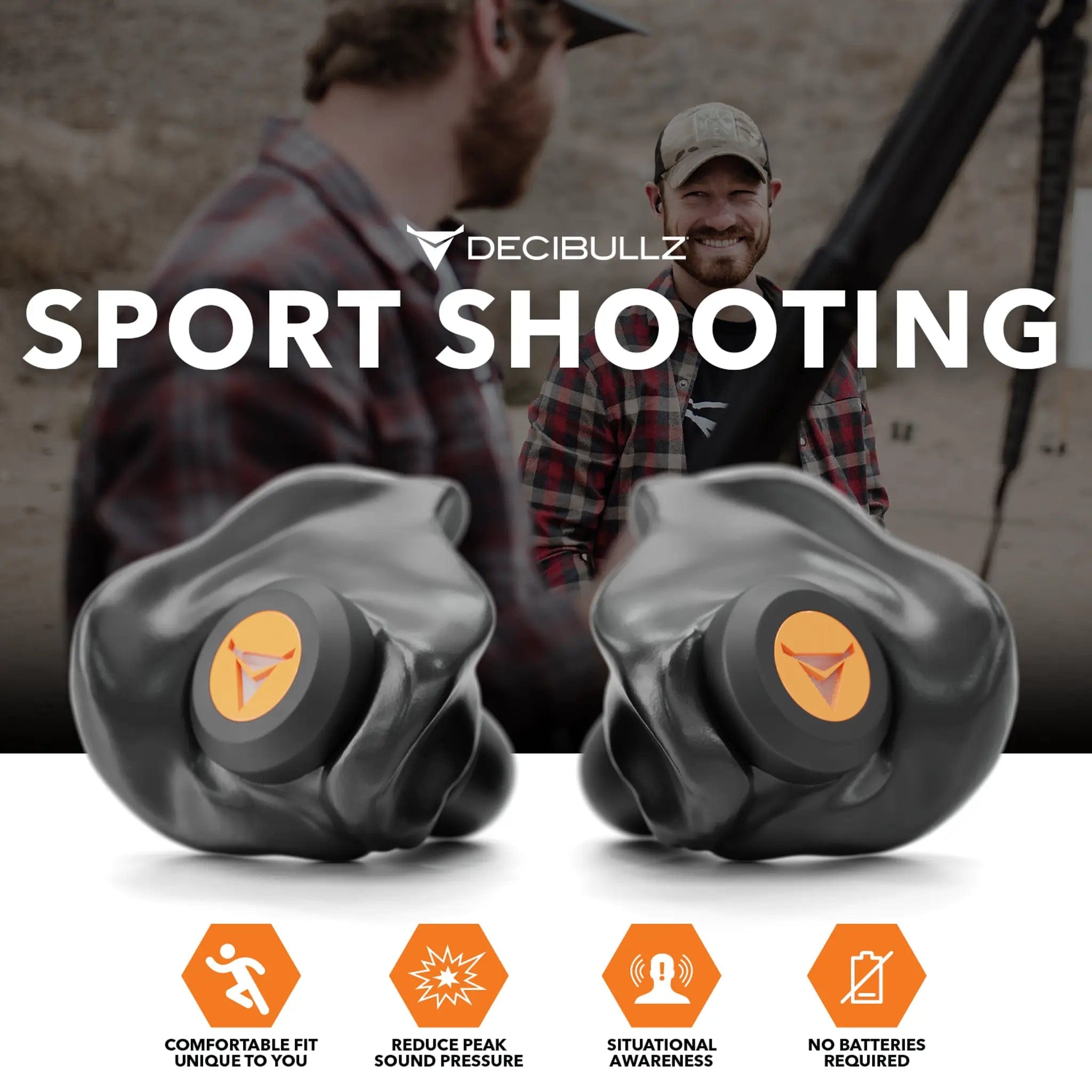 Decibullz Custom Molded Percussive Shooting Filter Earplugs