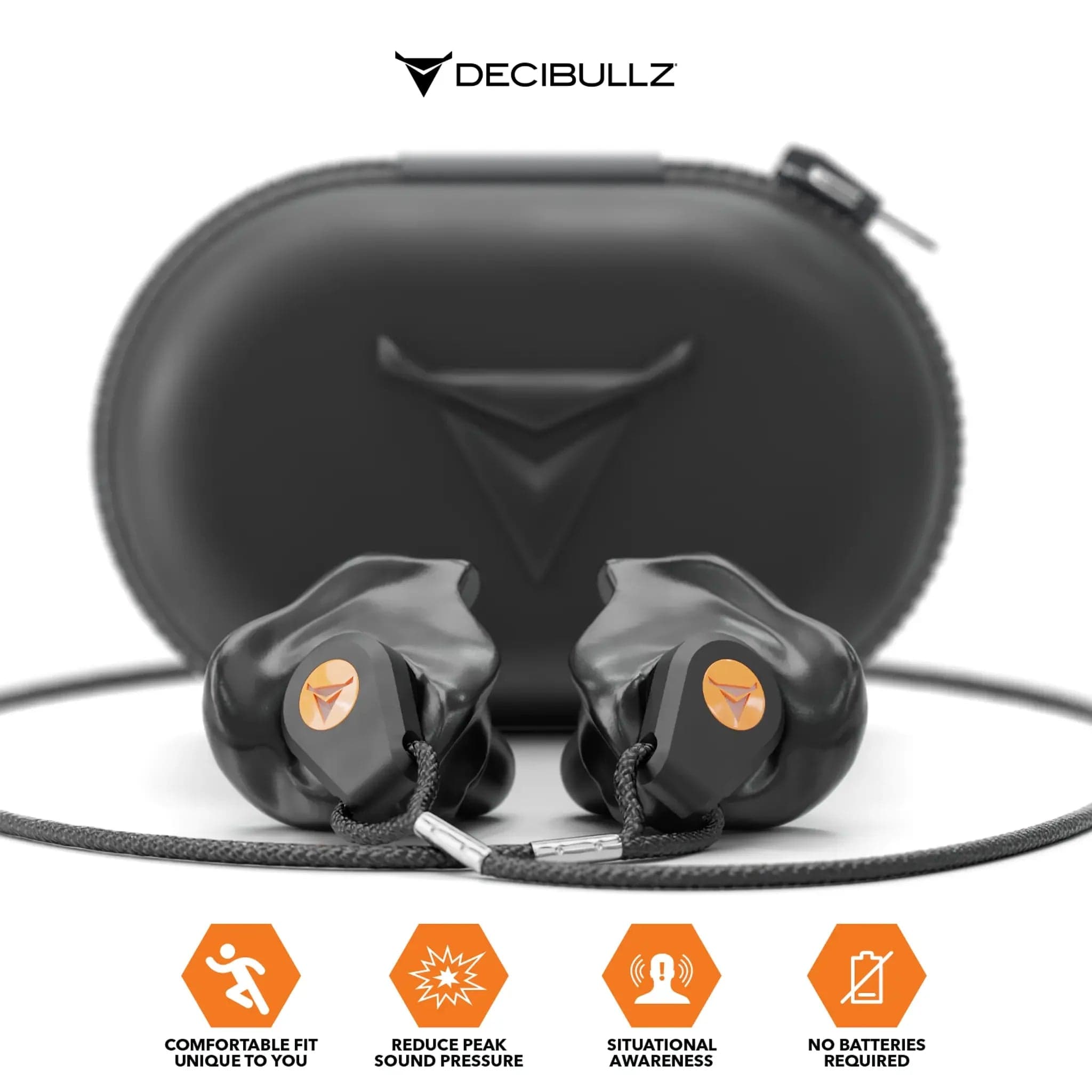 Decibullz Custom Molded Percussive Shooting Filter Earplugs-FLTR-SHO-BLK-Safety Glasses USA-6