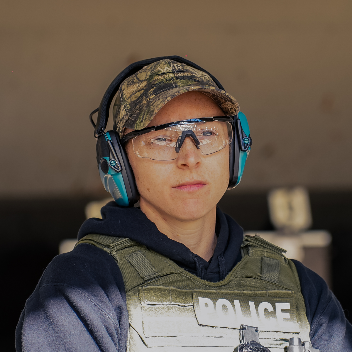 Police officer wearing Wiley X Saber Advanced Safety Glasses with Clear Lens