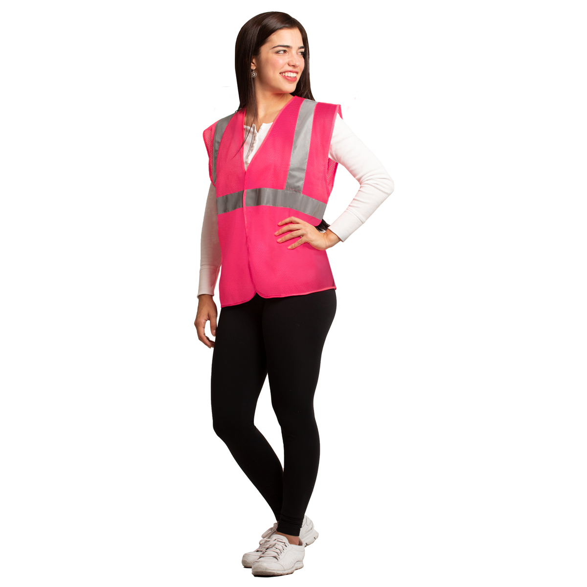 Jorestech Printed Hi-Vis Mesh Safety Vest with 2” Reflective Strips and Pocket - PinkFit Collection