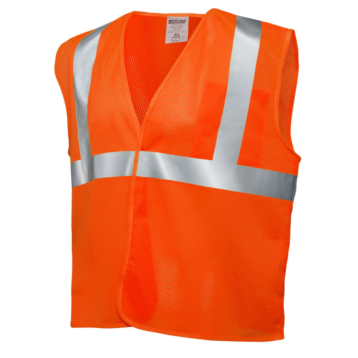 Jorestech Printed Hi-Vis Mesh Safety Vest with 2” Reflective Strips and Pocket - Orange