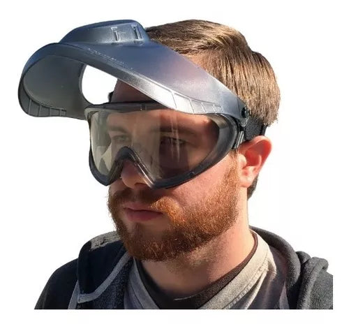 Pyramex GG504TSHIELD Capstone Goggle with Removable Face Shield - Clear H2X Anti-Fog Lens with face shield raised