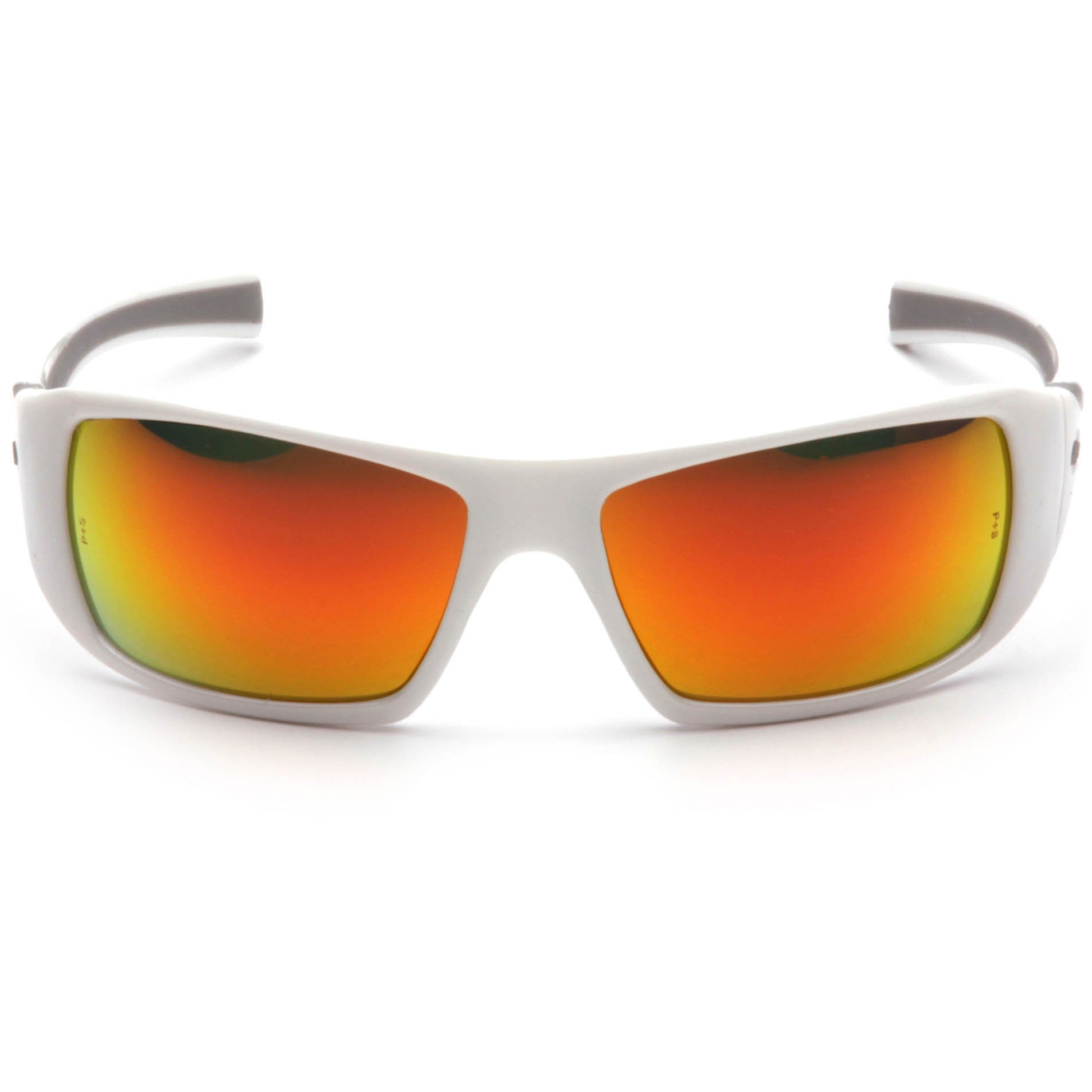 Pyramex SW5655D Goliath Safety Glasses - White Frame - Red Mirror Lenses Front View