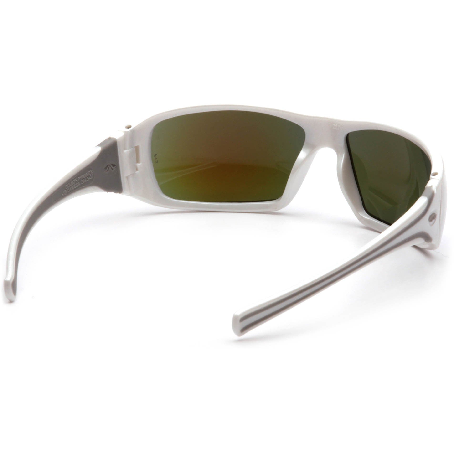 Pyramex Goliath Safety Glasses White Frame with Ice Blue Mirror Lenses