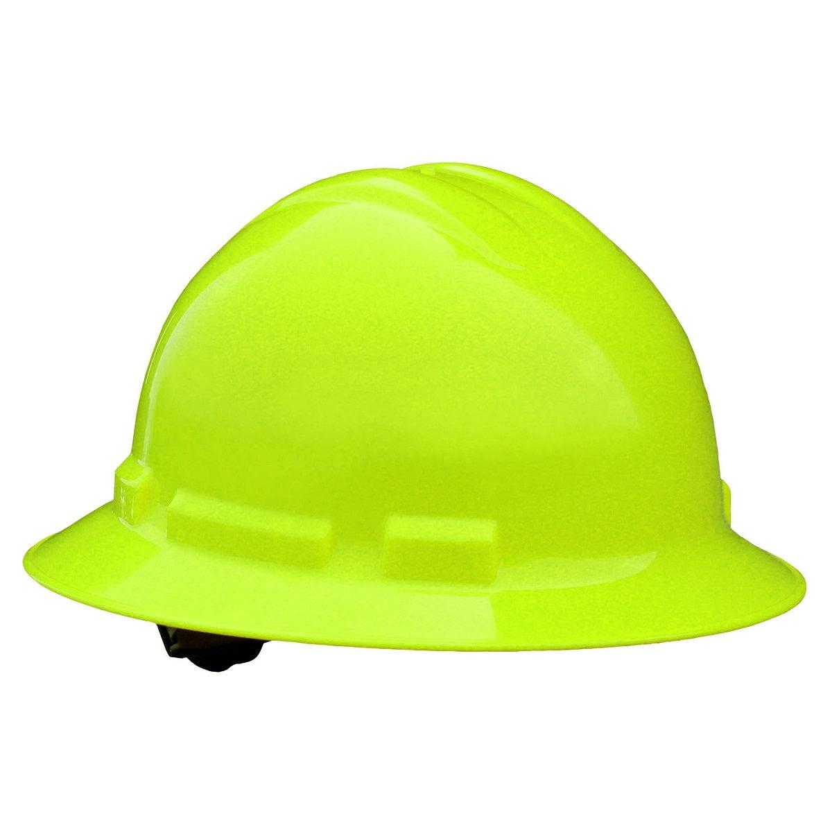 Radians Quartz Full Brim Hard Hat 4 Point Ratchet Suspension Made in USA Hi-Viz Green QHR4-GREEN-HI-VIZ