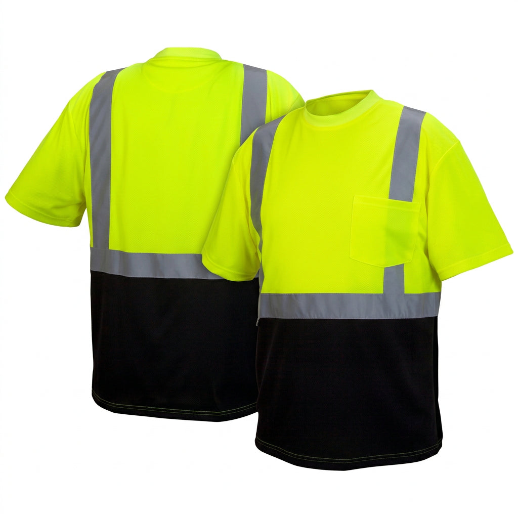 Pyramex RTS2110B High-visibility safety shirt with reflective stripes on a white background