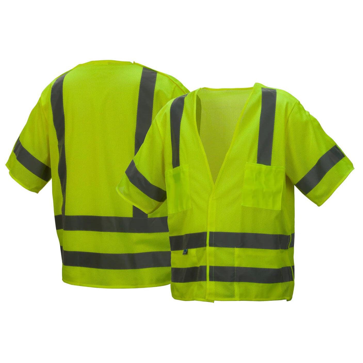 Pyramex RVHL3110BR Type R Class 3 Hi-Vis Lime Mesh Safety Vest