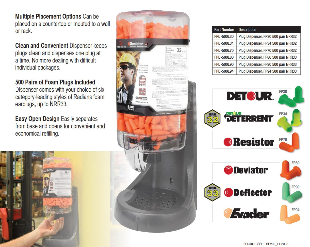 Radians 500 Pair Foam Earplug Dispensers Made In USA--Safety Glasses USA-5