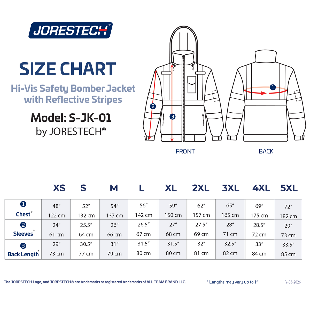 Jorestech Hi-Vis Safety Bomber Jacket with Reflective Stripes