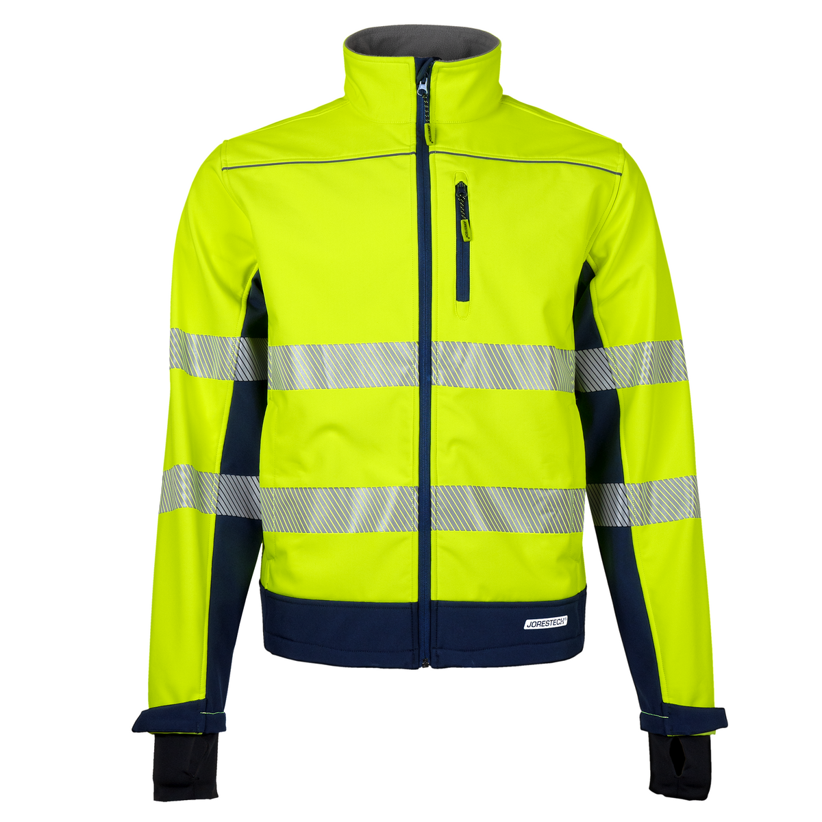 Jorestech Hi-Vis Softshell Water-Repellent Fleece-Lined Safety Jacket with Reflective Strips