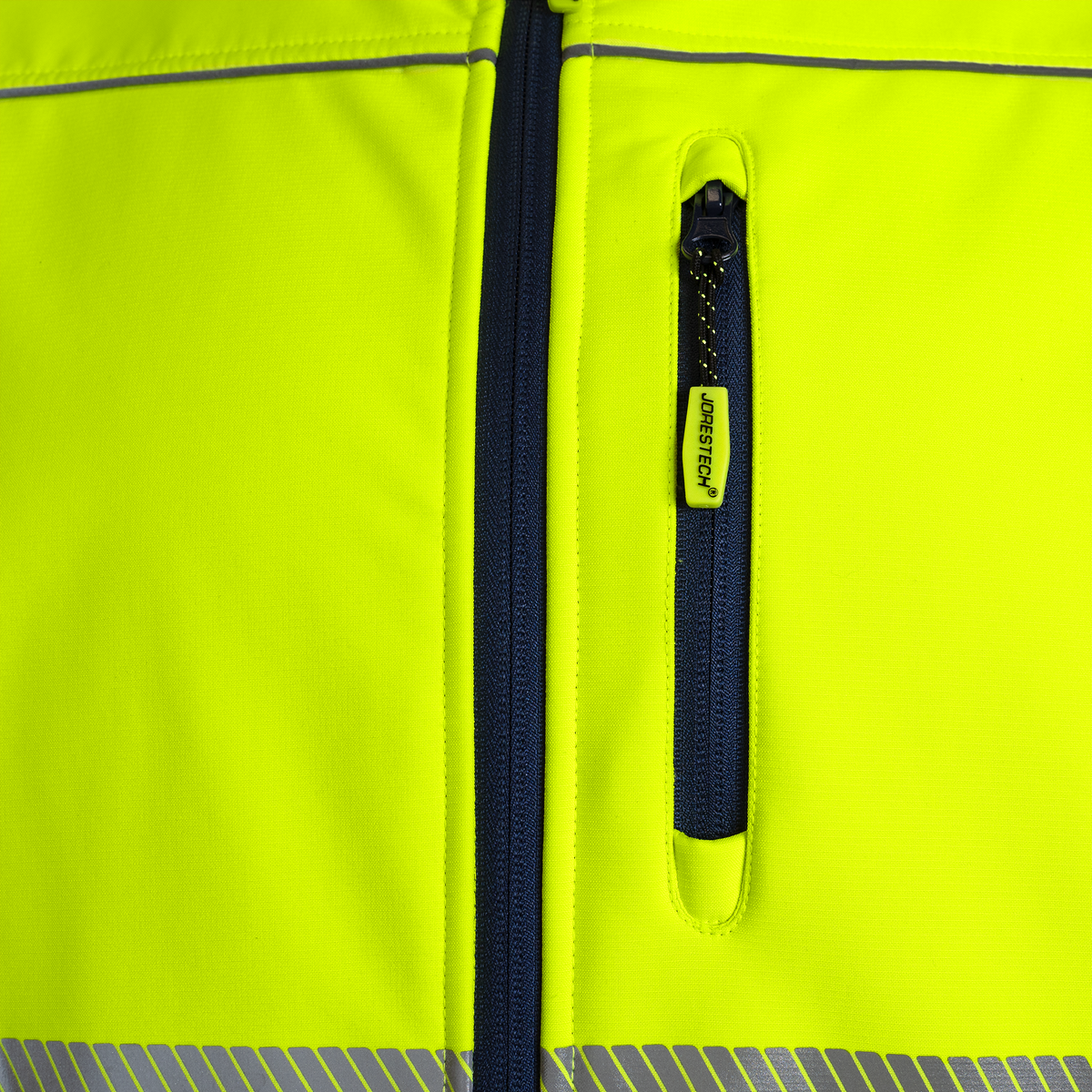 Jorestech Hi-Vis Softshell Water-Repellent Fleece-Lined Safety Jacket with Reflective Strips