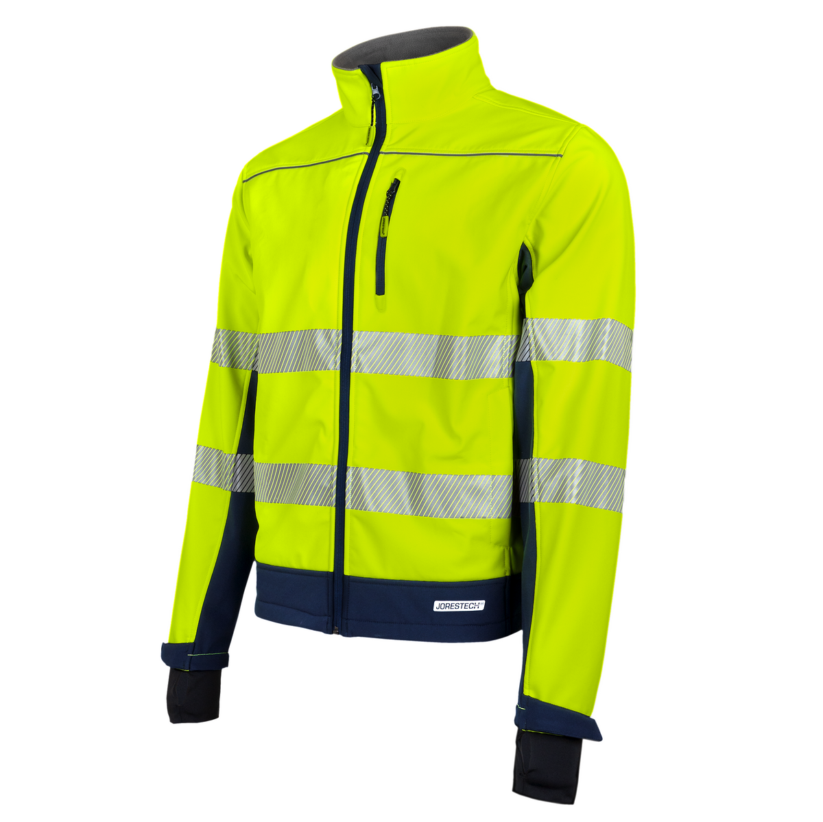 Jorestech Hi-Vis Softshell Water-Repellent Fleece-Lined Safety Jacket with Reflective Strips