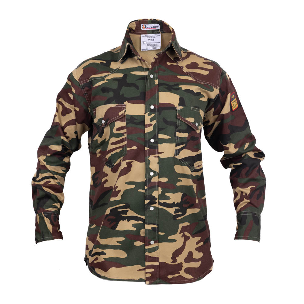 Just In Trend Flame-Resistant Camouflage Shirt - 100% Cotton