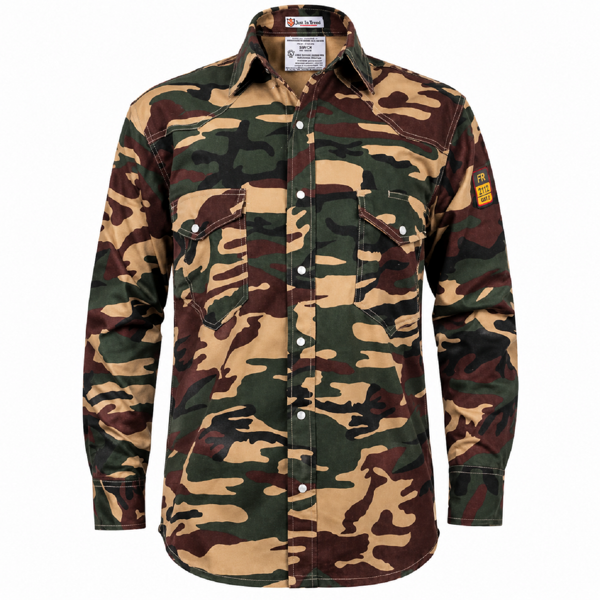 Just In Trend Flame-Resistant Camouflage Shirt - 100% Cotton