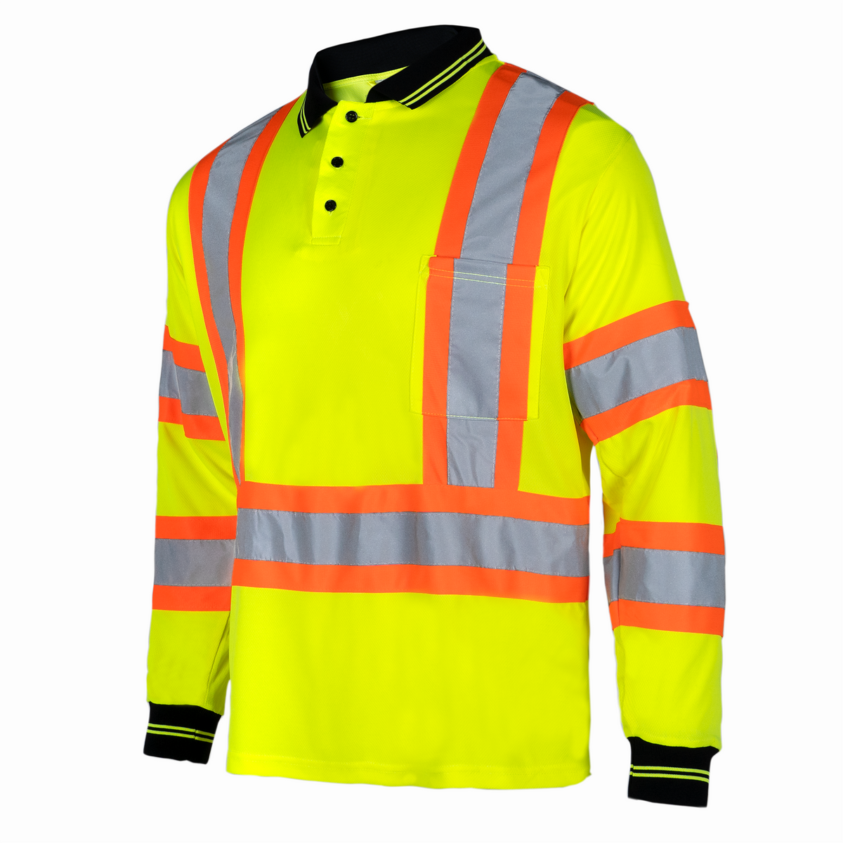 Jorestech Hi-Vis X-Back Reflective Two-Tone Safety Long Sleeve Polo Shirt