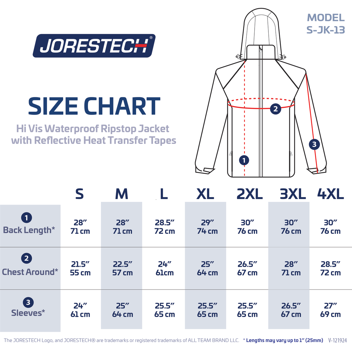 Jorestech Hi-Vis Waterproof Ripstop Jacket with Reflective Heat Transfer Tapes