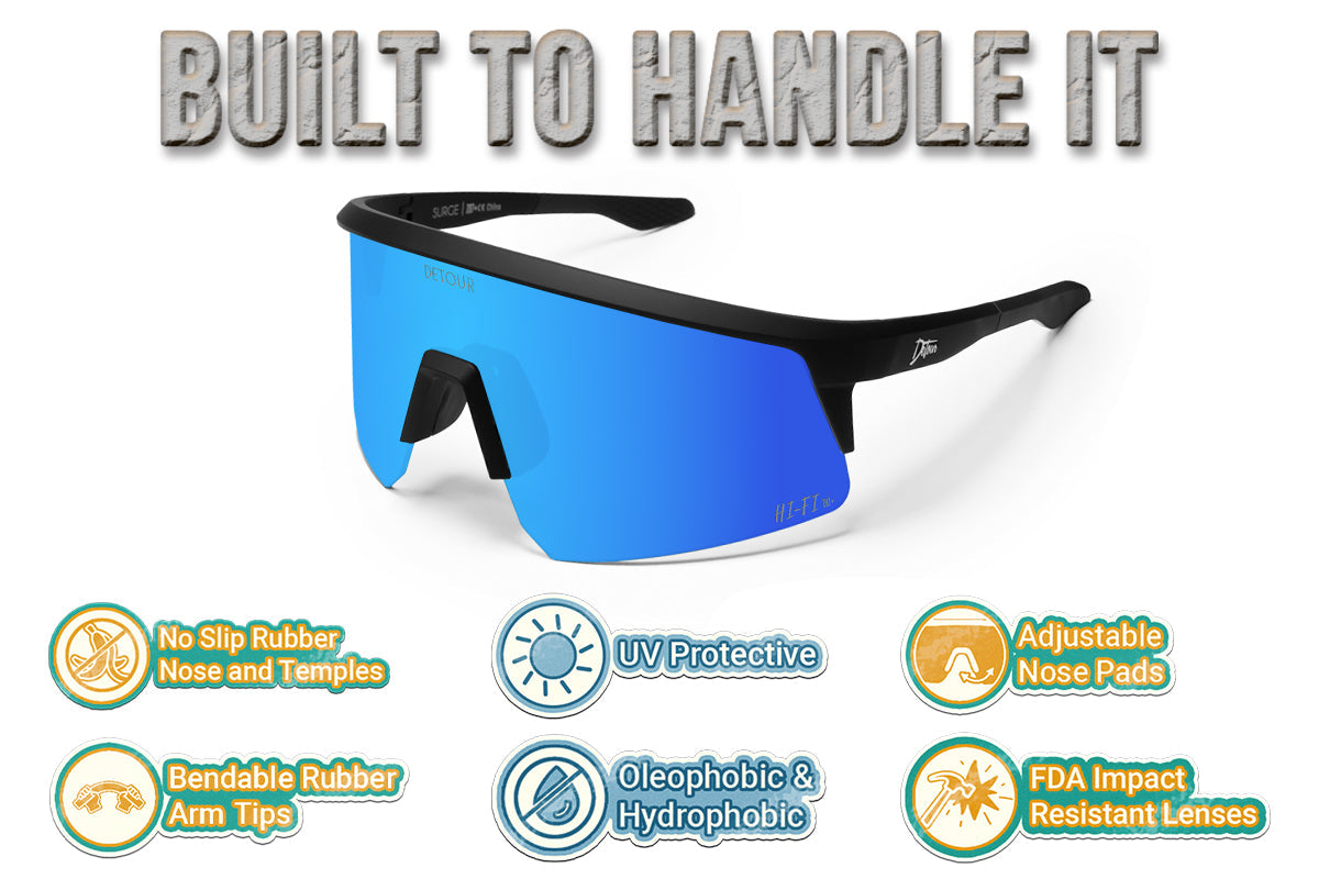 Detour Surge Youth Safety Sunglasses with Matte Black Frame and Silver