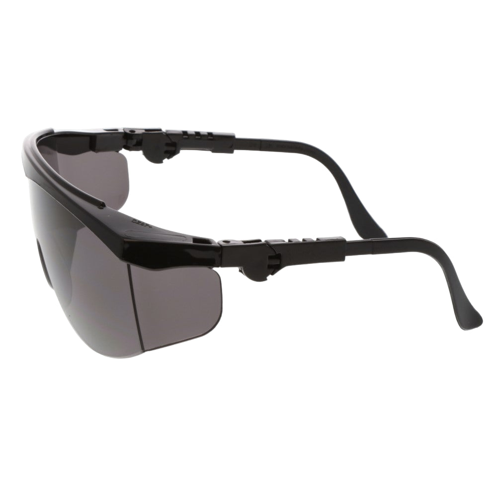 MCR Safety TK1 Safety Glasses Black with Gray Lens Left Temple View