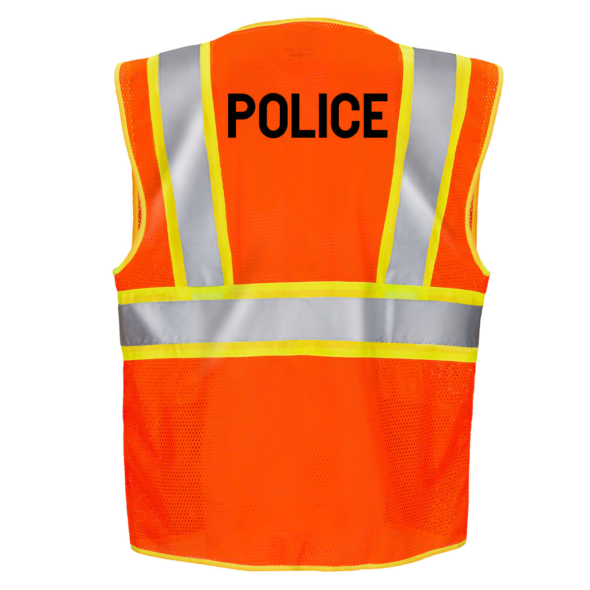 Jorestech Printed Hi-Vis Two-Toned Mesh Safety Vest with 2” Reflective Strips and Pockets - Orange